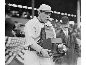 Baseball Player Becomes a Cameraman - Art Print