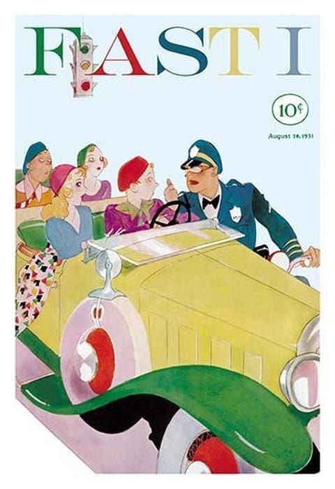 Motorcycle Cop Reprimands Society Debs - Art Print