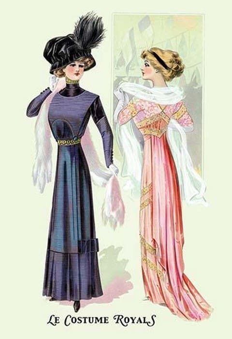 Le Costume Royals: Two Robespierre Silk Gowns - Art Print
