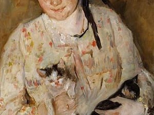Frau Mit Katzen by Lovis Corinth - Art Print