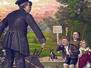 Policeman Catches Young Children in a Pond by G.F. Gillman - Art Print