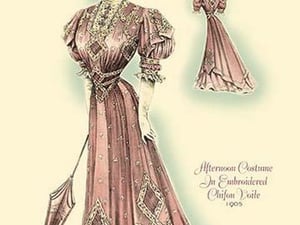 Afternoon Costume in Embroidered Chifon Voile - Art Print