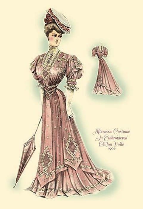 Afternoon Costume in Embroidered Chifon Voile - Art Print