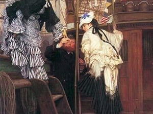 Entry to the yacht by James Tissot - Art Print