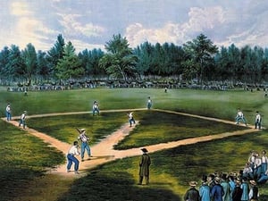 Baseball Diamond by Nathaniel Currier - Art Print