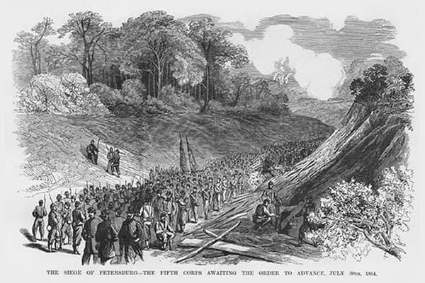 Troops assemble waiting for Orders in the Siege of Petersburg by Frank Leslie - Art Print