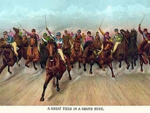 A Great field in a grand rush by Currier & Ives - Art Print