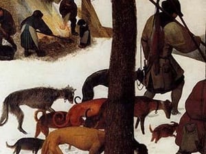 Hunters in the Snow - Detail - by Pieter the Elder Brueghel - Art Print
