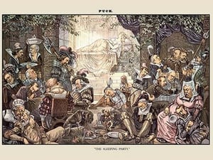 Puck Magazine: The Sleeping Party by Bernhard Gillam - Art Print