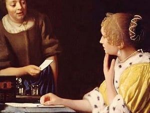 Mistress and Maid by Johannes Vermeer - Art Print