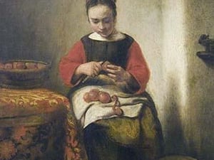 Young Girl Peeling Apples by Nicolaes Maes - Art Print