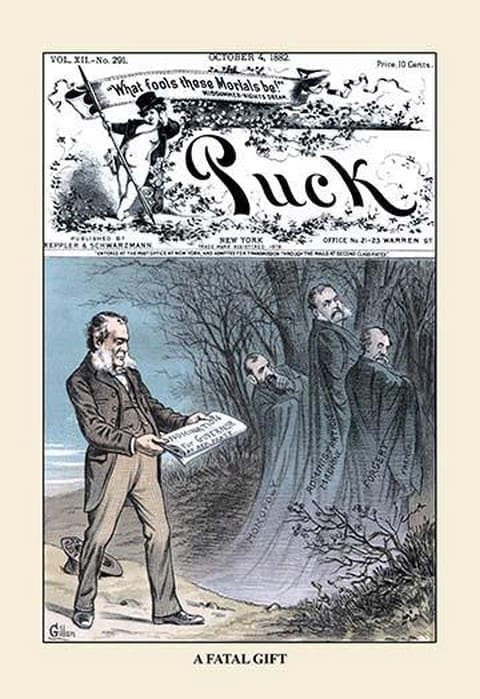 Puck Magazine: A Fatal Gift by Bernhard Gillam - Art Print