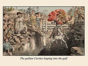 The Gallant Curtius Leaping into the Gulf by John Leech - Art Print