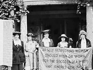 Suffragettes displeased over Women's Party Platform - Art Print