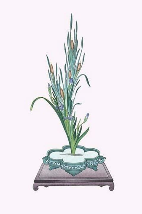 Gama and Kakitsubata (Bulrush & Iris Laevigata) in a Sunabachi by Josiah Conder #2 - Art Print