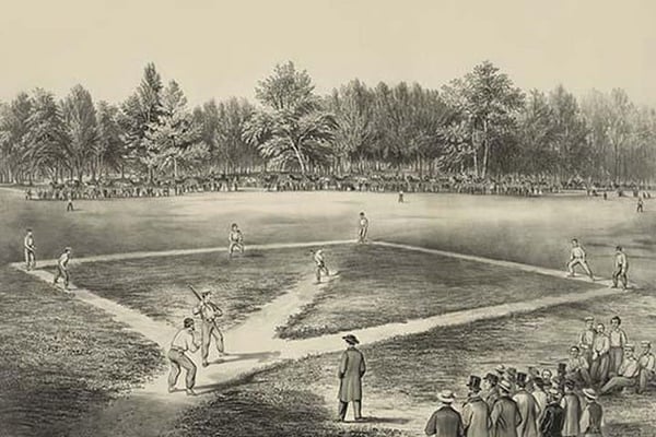 American national game of base ball by Currier & Ives - Art Print