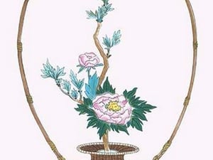 Botan (Peony) in a Handheld Basket by Josiah Conder #2 - Art Print
