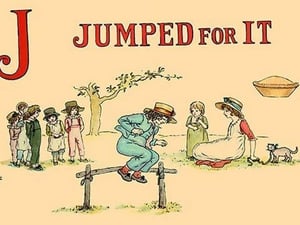 J - Jumped for It by Kate Greenaway - Art Print