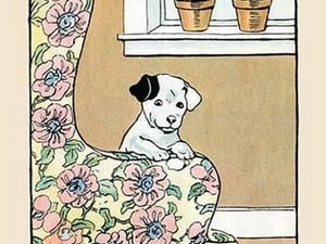 Lounge Chair Puppy by Julia Dyar Hardy - Art Print