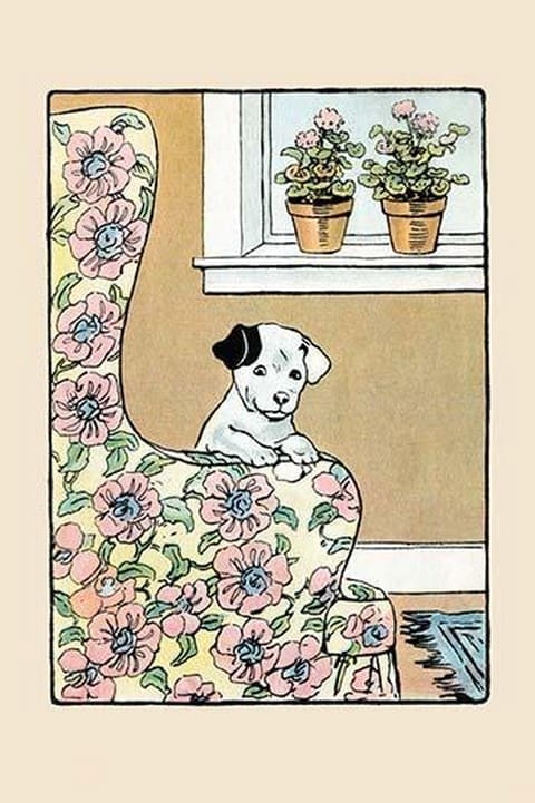 Lounge Chair Puppy by Julia Dyar Hardy - Art Print