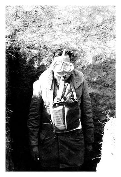 An American Soldier Wearing His Gas Mask - Art Print