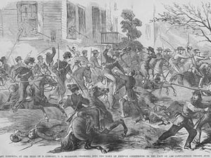 Union Cavalry Charge into Fairfax County Virginia under Tomkins by Frank Leslie - Art Print