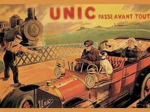 Unic - Racing Across Train Tracks by Charles Delavat - Art Print