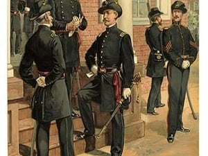 On The Steps At Hq - 1868 - 1861 - Officers Discourse Outside Of Headquarters By Henry Alexander Ogden - Art Print