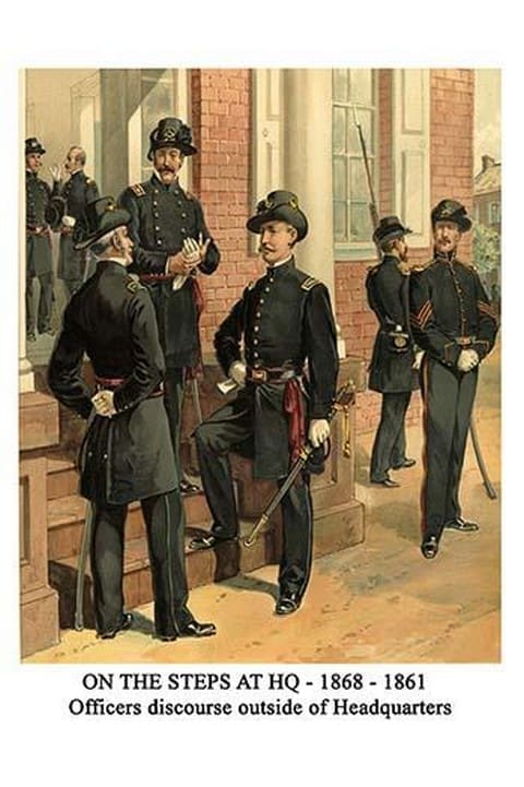 On The Steps At Hq - 1868 - 1861 - Officers Discourse Outside Of Headquarters By Henry Alexander Ogden - Art Print