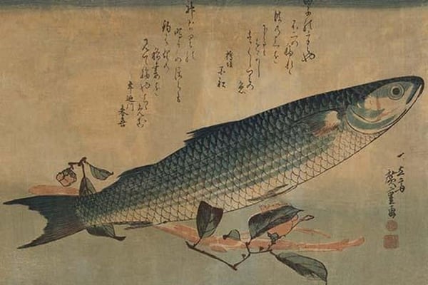 Striped mullet by Utagawa Hiroshige - Art Print