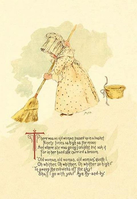 There Was an Old Woman Tossed Up in a Basket by Maud Humphrey - Art Print