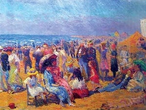 Crowd at the Beach by William Glackens - Art Print