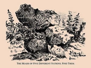 The Heads of Five Different Nations. Find Them. by National Puzzle Co. - Art Print