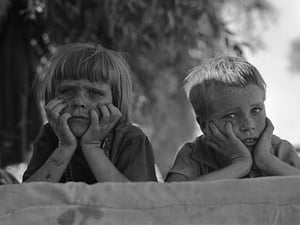 Children of Oklahoma drought refugee by Dorothea Lange - Art Print