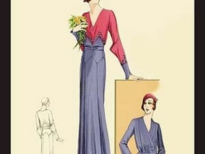 Sunday Dress in Periwinkle and Magenta by Atelier Bachroitz - Art Print