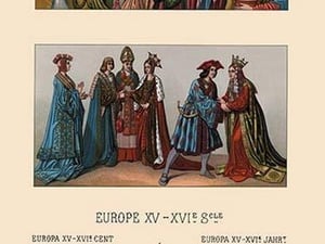 An Assortment of Fifteenth Century French Costumes by Auguste Racinet - Art Print