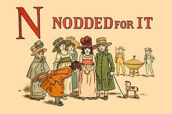 N Nodded for It by Kate Greenaway - Art Print