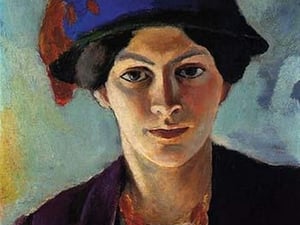 Portrait of the wife of the artist with a hat by August Macke - Art Print