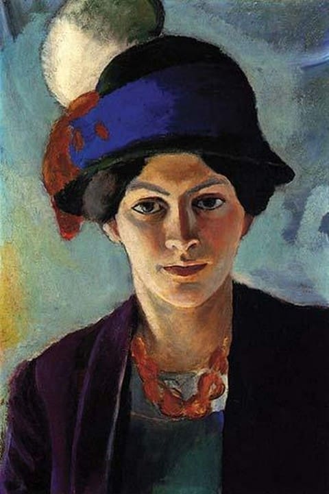 Portrait of the wife of the artist with a hat by August Macke - Art Print