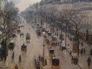 The Boulevard Montmartre on a Winter Morning by Camille Pissarro - Art Print