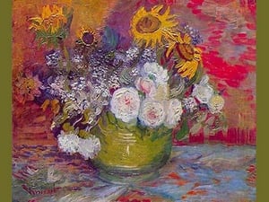 Still-life with roses and sunflowers by Van Gogh by Vincent van Gogh - Art Print