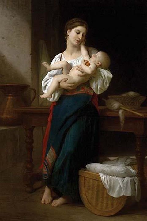 Premiers Caresses by William Bouguereau - Art Print
