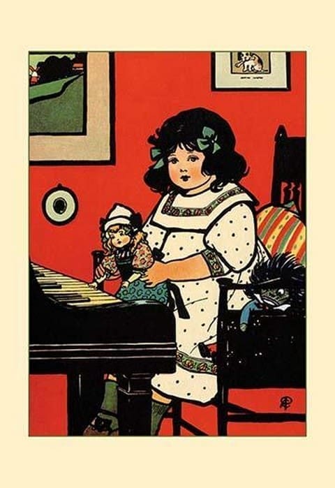 Dolly's Music Lesson by Rosa C. Petherick - Art Print