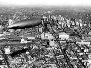 Zeppelin Above Philadelphia by FREE LIBRARY OF PHILADELPHIA - Art Print