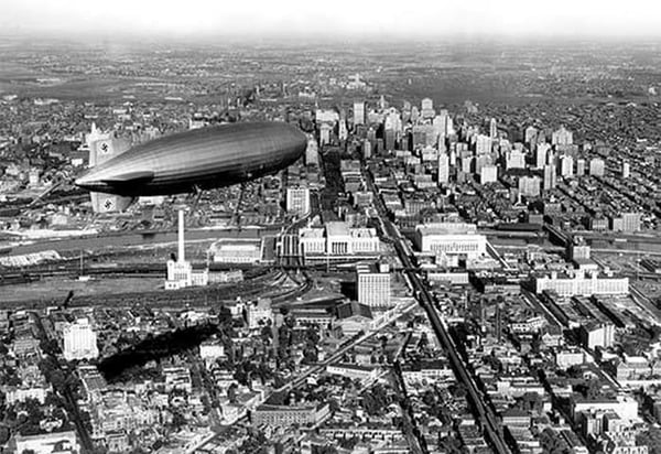 Zeppelin Above Philadelphia by FREE LIBRARY OF PHILADELPHIA - Art Print