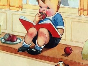 A Good Book and a bite of Apple by Mildred Plew Merryman - Art Print