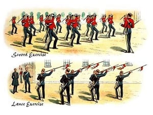 Sword and Lance Exercise by Richard Simkin - Art Print