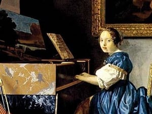 Dame on Spinet by Johannes Vermeer - Art Print