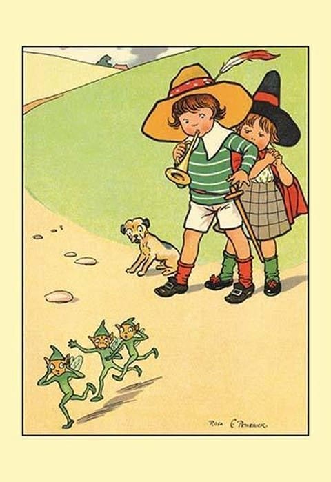 Jack and Jill Scaring the Elves by Rosa C. Petherick - Art Print