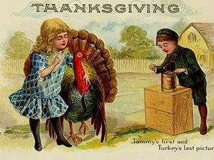 Thanksgiving; Tommy's First and Turkey's Last Picture - Art Print